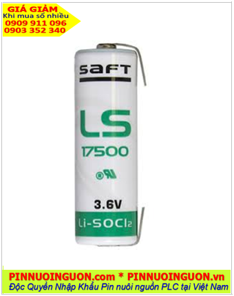 Saft LS17500 (chân thép 2 chấu hàn); Pin nuôi nguồn PLC Saft LS17500 lithium 3.6v A 3600mAh /Xuất xứ Pháp